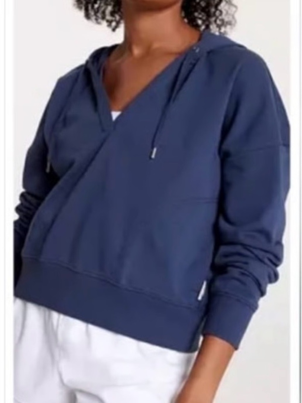 CALIA Split Neck Hoodie — Navy, Small